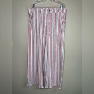Westport Multicolor Striped Linen Blend Palazzo Pants Size Large